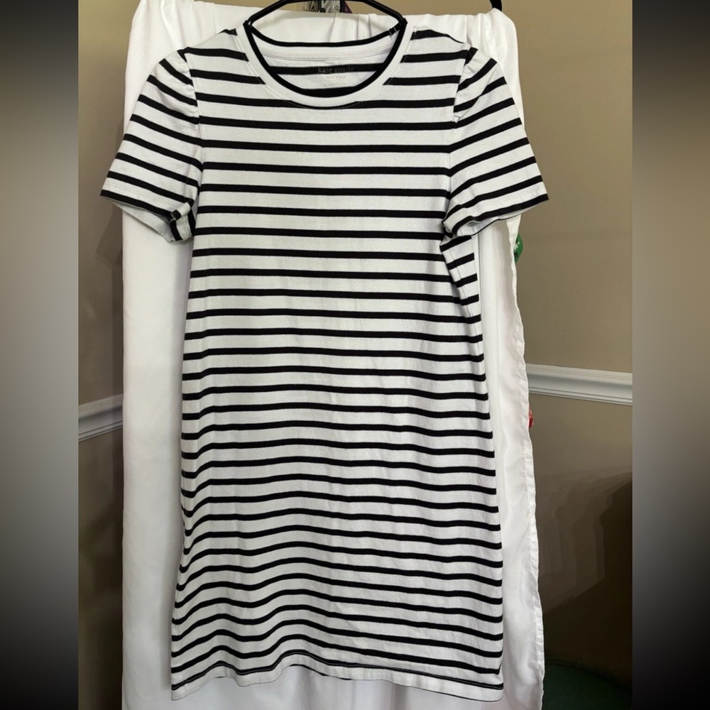 Kate Spade New York Striped T-Shirt Dress Women’s Small Black White Cotton
